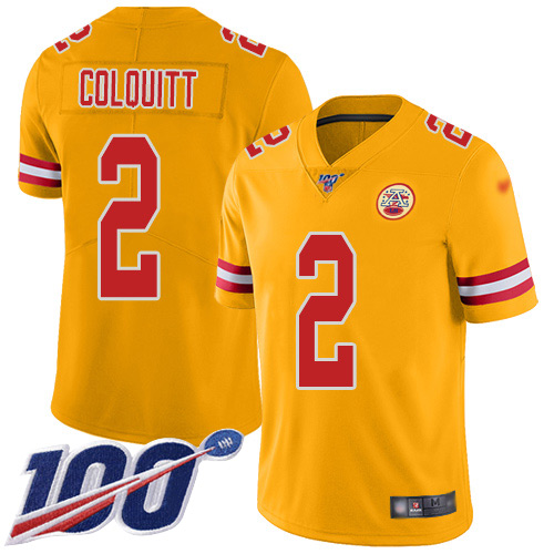 Men Kansas City Chiefs 2 Colquitt Dustin Limited Gold Inverted Legend 100th Season Football Nike NFL Jersey